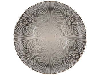 Тарілка, колір - димчастий сірий із золотим обідком, 33см