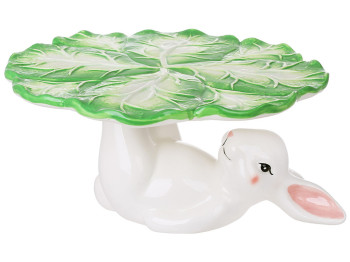 Подставка для пасхи/пироженых Зайка с капустой, 27х23,8х12,2см, цвет - зеленый с белым