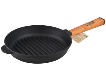 Сковорода-гриль чугунная Brizoll Optima съемная ручка D28см, 52,8х29,2х6см О2850Г-Р