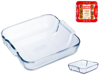 Форма скляна Pyrex, з ручками, квадратна, 25х21х6см, 2л, 313761000127
