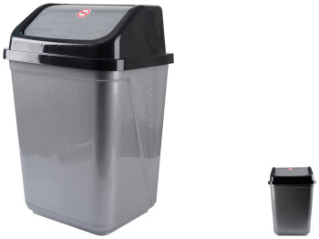 Корзина для сміття Violet House 0099 Grey - Black, з кришкою, 20л, 8690069245829