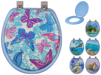 Сиденье с крышкой для унитаза мягкое Vanna Lux цвет голубой с рисунком