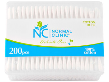 Ватные палочки косметические Normal clinic пластик 200шт (в коробке) VPN021