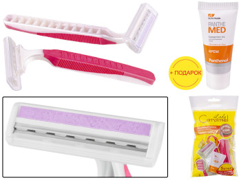 Станки для бритья Lady Сaramel с плавающей головкой, 2лезвия 5шт+крем Panthe Med 20мл