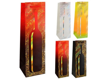 Пакет подарочный бумажный под бутылку Bottle 11x38x11см