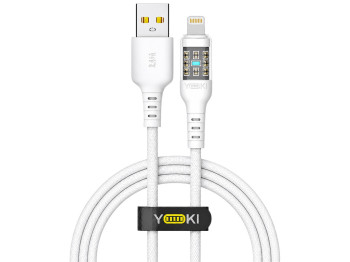 Кабель Yoki Cyber, USB-A — Lightning, 2,4A, 1,2м, цвет белый