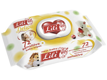 Влажные салфетки детские Lili Deluxe с экстрактом ромашки 72шт с клапаном