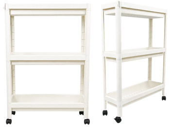 Етажерка на колесах KmtStyle, 3 яруси, біла, 53×17,5×73,5см