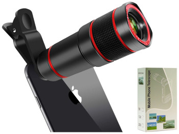 Объектив Для Мобильного Телефона Zoom 12х (Линзы Стекло), цвет черный