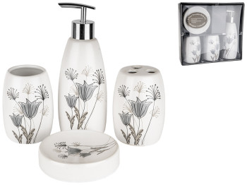 Набор для ванной керамический Flower 25x24x7см (цена за набор 4 предмета)