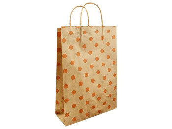 Пакет подарочный крафт Горох коричневый на буром 24х10х37см
