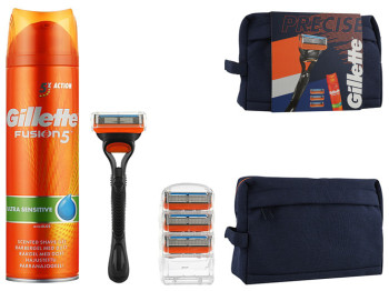 Набор подарочный мужской Gillette Fusion5 бритва с 4 смен.кассетами+гель д/бритья 200мл+сумка