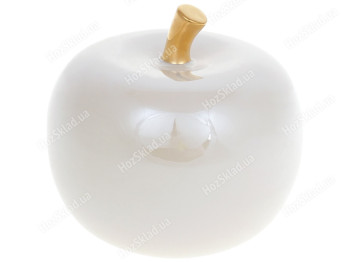 Декоративне яблуко, 10,5см, колір - білий перламутр із золотом