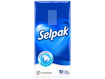 Носовые платочки Selpak Super Soft, 4-слойные, 100% целлюлоза, 10 шт