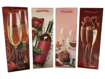 Пакет подарочный бумажный под бутылку Party, 12x35x9см