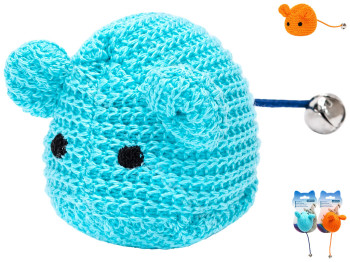 Игрушка-мышка для кошек Nobleza с колокольчиком, 18×6см, 2 цвета, (цена за 1шт)