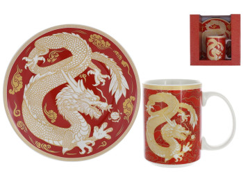 Набор посуды Символ года 2024 Дракон, тарелка, кружка (цена за набор 2 предмета)