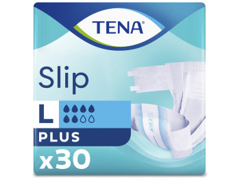 Підгузки для дорослих Tena Slip Plus, одноразові, поліестер, целюлоза, 5 крапель, 92-144см, 30шт