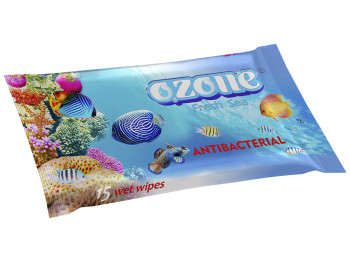 Вологі серветки "OZONE" "З ароматом морський свіжості" антібактеріальні 15 шт