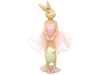 Декоративная статуэтка Леди - Крольчиха, 8,5x9x25см, цвет - коричневый с розовым