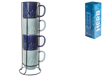 Набір чашок Limited Edition Herb, на підставці, 420мл (ціна за набір 5 предметів) 6900069073882