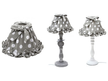 Абажур тканинний, 22×14см, колір сірий у горох