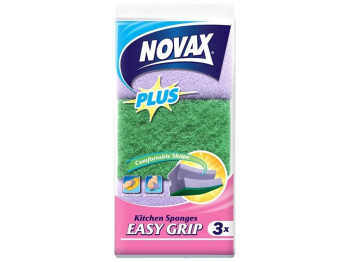Набір губок кухонних профільованих "Novax" Plus 9x6x5см (ціна за упаковку 3шт)