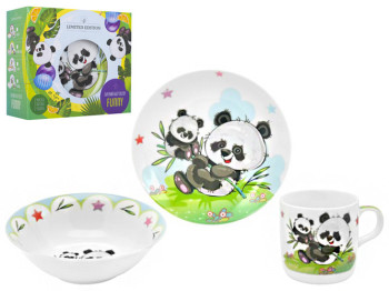 Набір посуду дитячого фарфор Limited Edition "Panda" 3 предмета (чашка, тарілка, супник) 52528