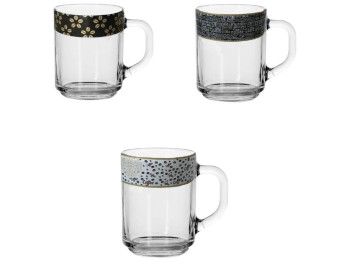 Чашка стеклянная с декором кофе, 200 мл, 7,3×9,1 см, прозрачная