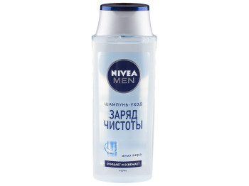Шампунь-догляд Nivea men "Заряд чистоти" для чоловіків, з алое вера 400мл