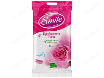 Влажные салфетки Smile Daily Бурбонская роза 15шт