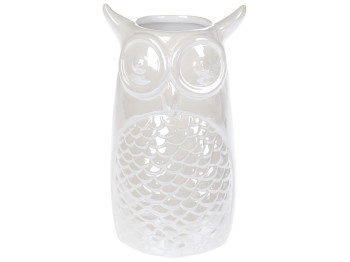 Ваза Сова, 19см, колір - перламутр білий