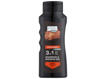 Гель-шампунь 3в1 Cool Men Ultraenergy, с кофеином и ментолом, для волос и тела, 400мл