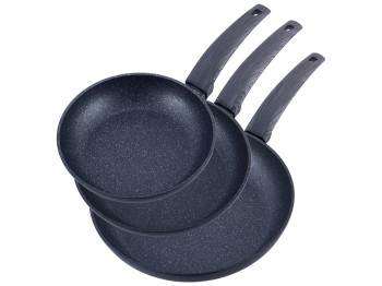 Набір сковорід Kamille з антипригарним покриттям Black marble з алюмінію 20см, 24см, 28см