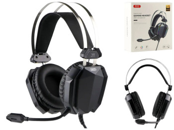 Игровые наушники XO-GE-07 Static RGB Long mic USB+Dual 3.5мм, Цвет Черный
