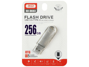 USB флеш-накопитель XO DK03 USB3.0+Type C 256GB Цвет Стальной