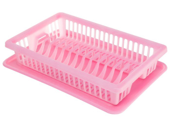 Сушарка для посуду R plastic, рожевий, 1 ярус, 43x29x8см, 20106