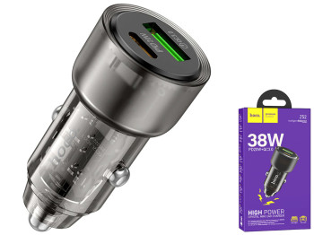 Авто Зарядное Устройство Hoco Z52 Spacious PD38W+QC3.0, Цвет Прозрачно-черный