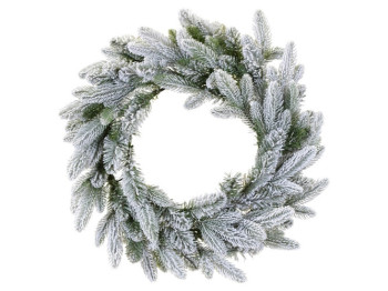 Вінок зі штучної хвої засніжений, 132 гілки, D60см