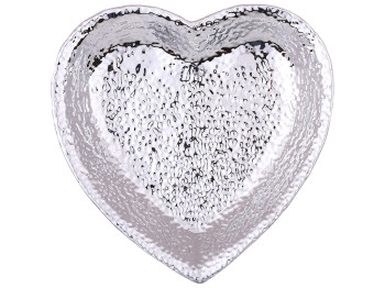 Декоративное фарфоровое блюдо в форме сердца, 18см, цвет – серебро