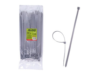 Хомут пластиковий Alloid, сірий, 7.6×300 мм, 100 шт