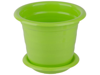 Горшок для цветов с подставкой круглый 140мм 0,7л (цвет салатовый) Консенсус