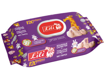 Влажные салфетки детские "Lili" "С экстрактом ромашки" 120шт с клапаном