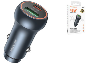 Авто Зарядное Устройство Borofone BZ32B 1USB/1USB-C QC/PD48W Цвет Серый