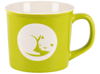 Чашка Limited Edition Cozy Cat, фарфор, 370мл, цвет зеленый с рисунком