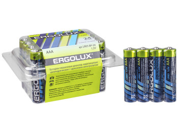 Батарейка алкалиновая Ergolux Alkaline, 1,5V, AAA, LR03 (цена за спайку 4шт)