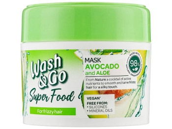 Маска для волосся Wash and Go Super Food, авокадо та алое, для неслухняного волосся, 300 мл