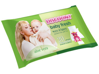 Вологі серветки дитячі Discount "З екстрактом алое вера" BigSize 20шт