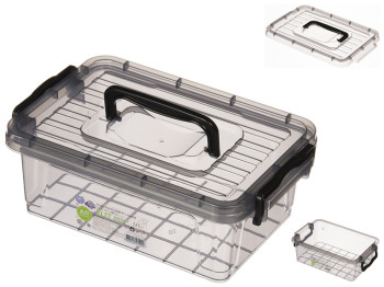 Контейнер универсальный Ал-Пластик Elit №2 с ручкой плоский черный 25,7х16,7х9,5см 2,2л