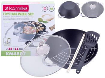Казан чугунный Kamille Wok с антипригарным мраморным покрытием, 4,5л